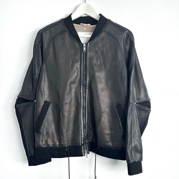 Sosken Cara Perforated Faux Leather Bomber Jacket Sz 2 - Picture 3 of 16